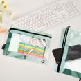 thumbnail image 4 of 2 Pack Pencil Bag 9.84x6.1 Inch 3-Ring Page Turning Folder Zipper Pencil Case Pencil Bag Page Turning File Bag Light Green Pattern, 4 of 6