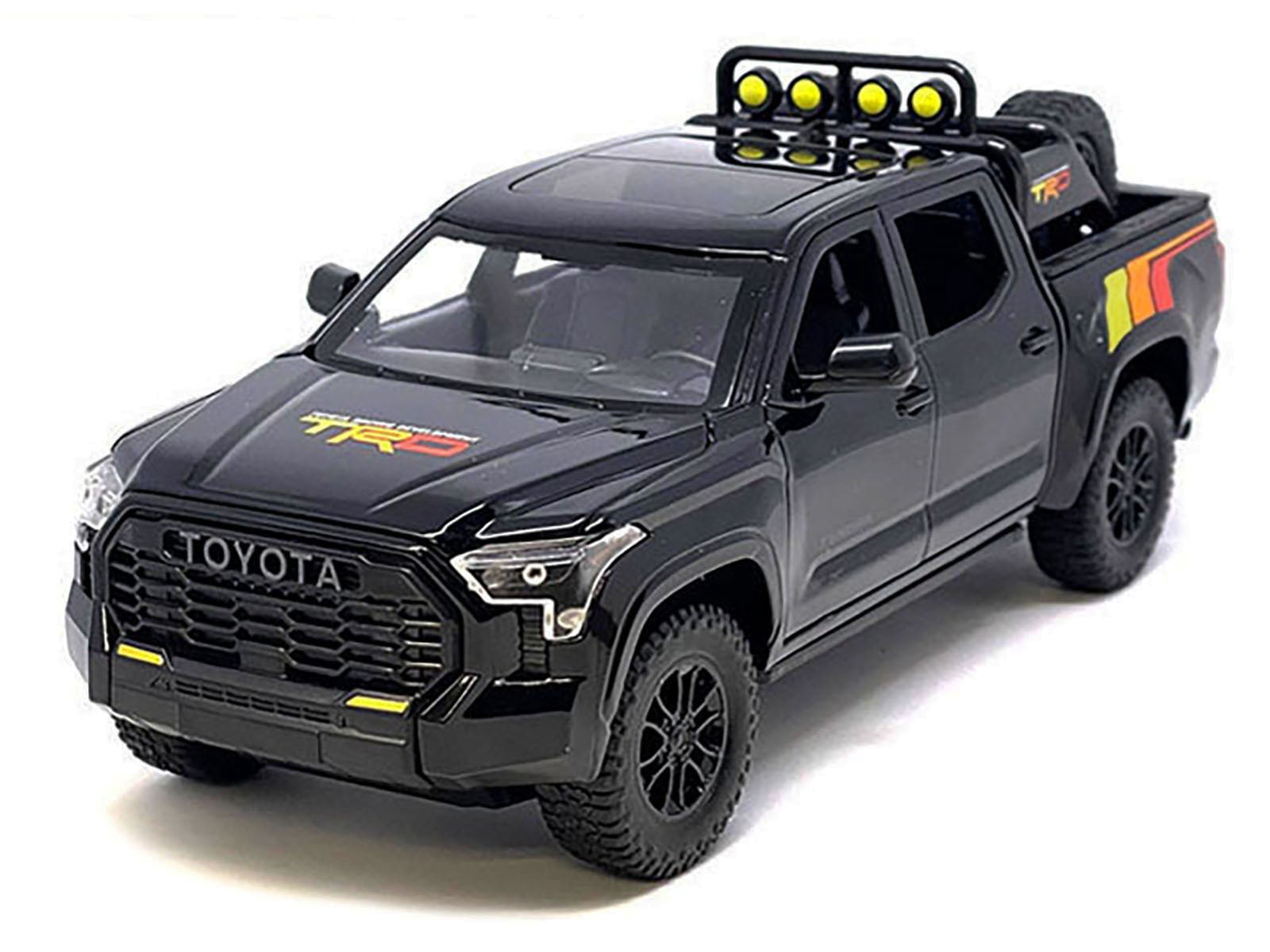 2023 Toyota Tundra TRD 4x4 Pickup Truck Black with TRD Stripes with Sunroof and Wheel Rack Limited Ed 1/24 Diecast Model Car