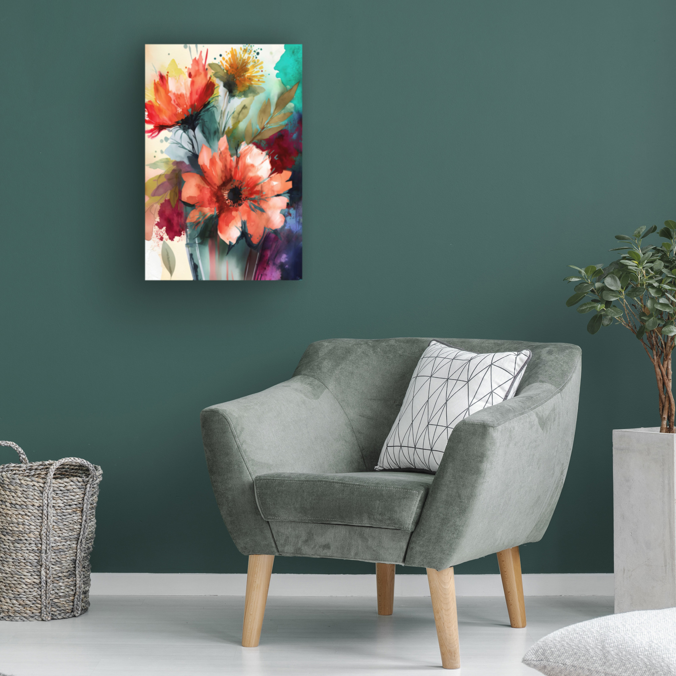 Canvas Wall Art - Ray Heere 'Watercolor Expressive Flowers 23' Wall Art for Living Room, Bedroom, or Office Décor by Trademark Fine Art - 22 x 32 Inches