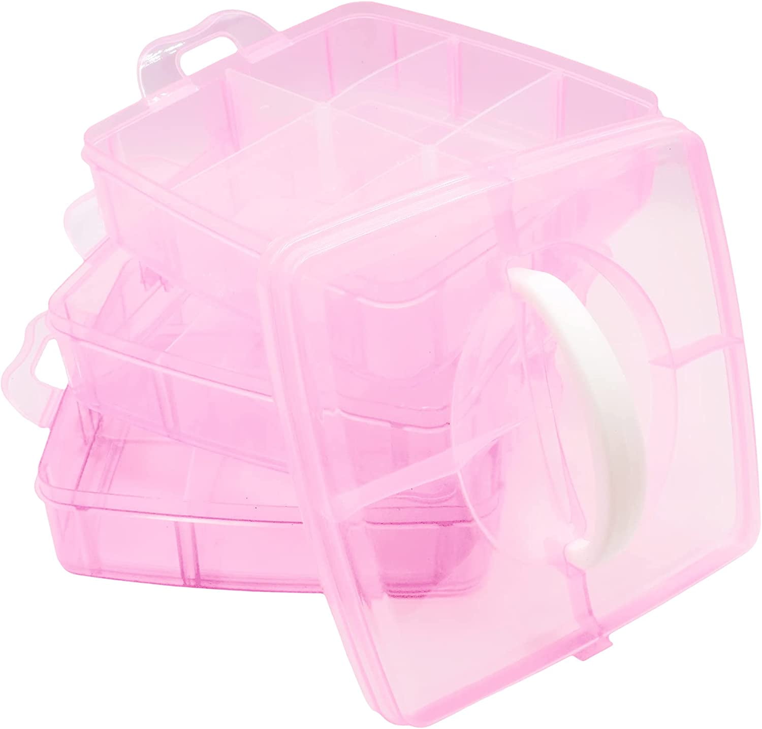 Tian Chen Airtight Food Storage Containers, Stackable Cookie Carriers with Handle Lid, Waterproof Leakproof Bacon Tray, 3 Layer Medium BPA Free(Pink)