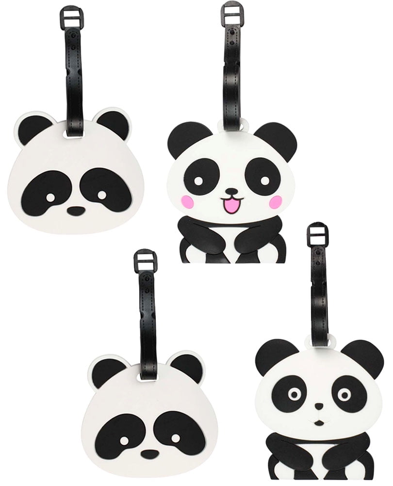 Travel Luggage Tags Travel Accessory Panda Pattern PVC Suitcases Tags Set of 4 