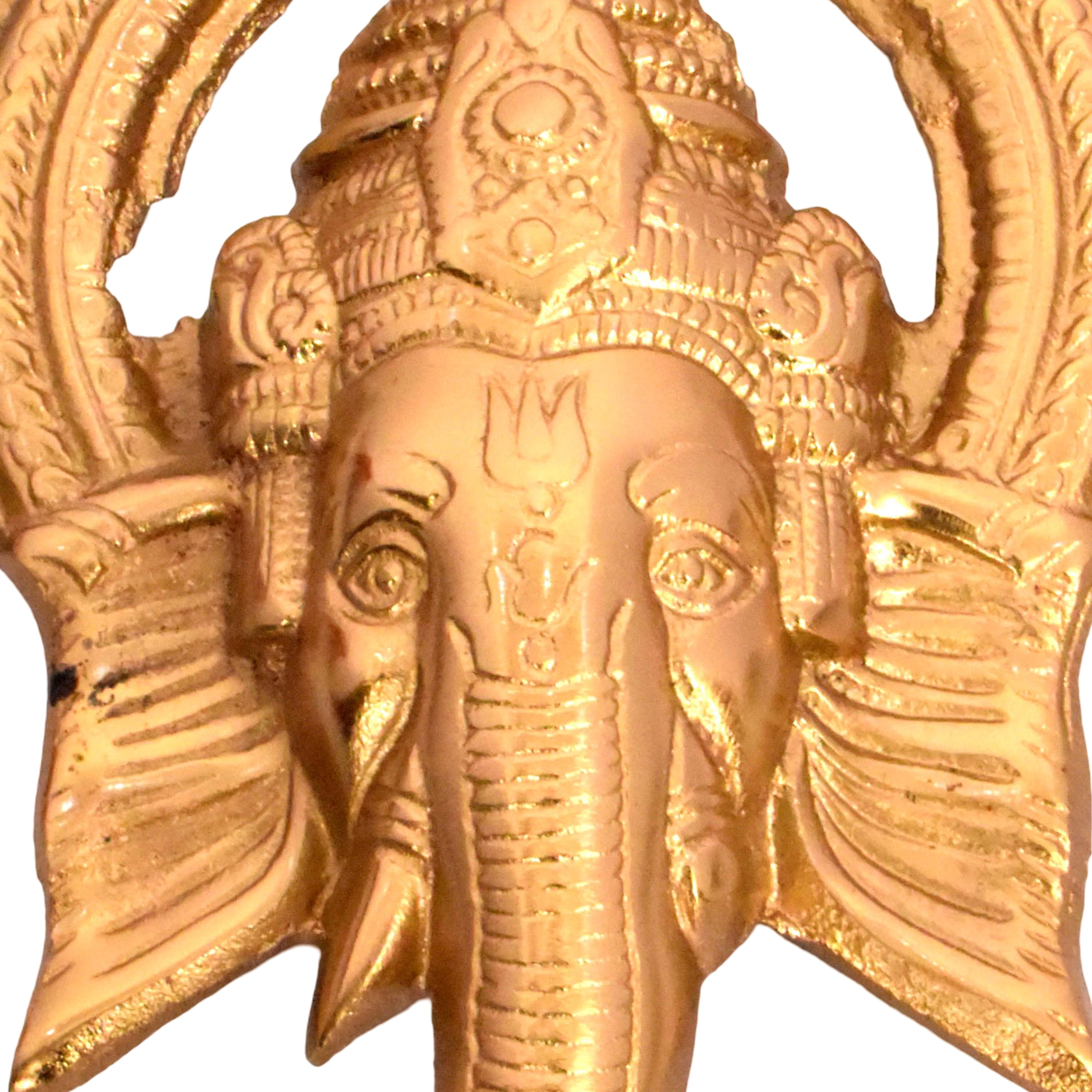 Metal Casted GaneshJi Idol Wall Decor, Diwali Decoration, Gold Finish, 9.25 inch, by Way To Celebrate