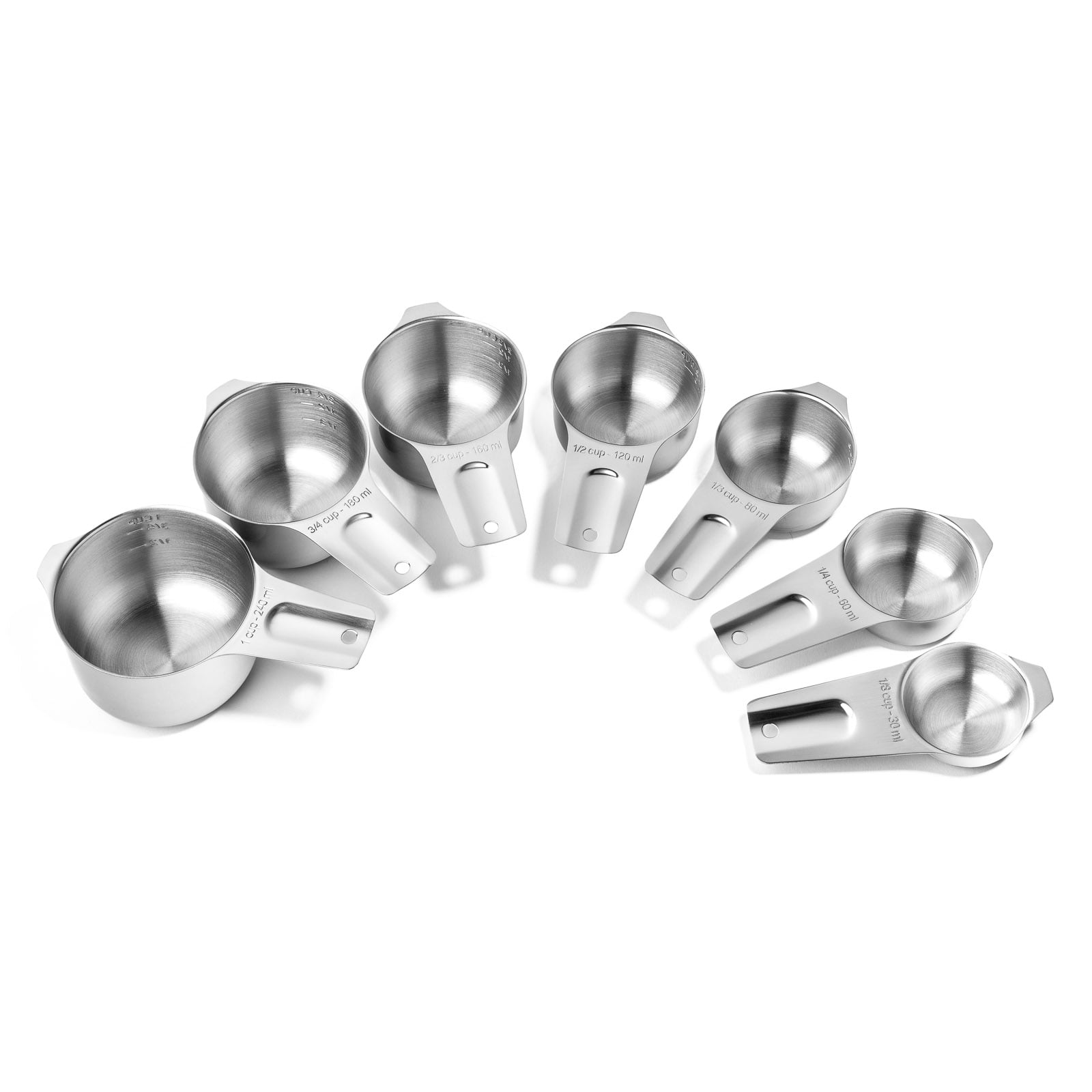 4-Piece Measuring Cups Set, (1/4 cup, 1/3 cup, 1/2 cup and 1 cup) Stainless  Steel Baking Cups for Dry and Liquid Ingredients by Tezzorio