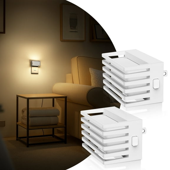 2 Pcs White Warm White 3000K Plug In Night Light with Dimmable Function