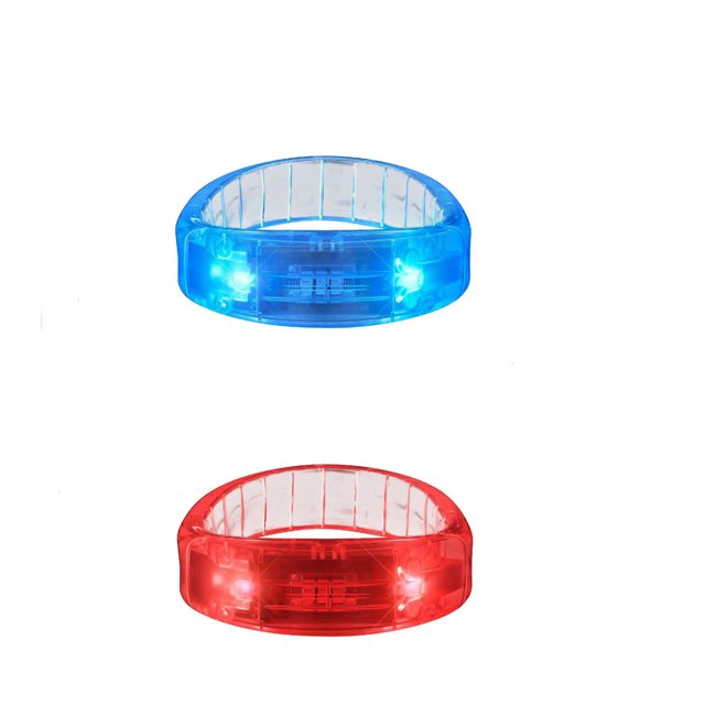 10 Pcslights Rouge, Bracelets Lumineux Mode blueLED, bracelet Flash en silicone, Contient Batterie
