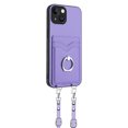 thumbnail image 2 of for iPhone 13 Mini Phone Case Wallet with Crossbody Strap & Card Holder, Premium PU Leather Case, 360 Ring Holder Kickstand Durable Protective Women Men Cover for iPhone 13 Mini,Purple, 2 of 8