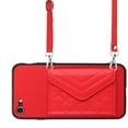 thumbnail image 5 of for iPhone 7 / 8 / SE 2022 & 2020 Slim Case with Card Holders and Strap for Women, iPhone 7/ 8/SE 2022 & 2020 Phone Case Wallet PU Leather Kickstand RFID Blocking Flip Shockproof Wallet Case - Red, 5 of 11