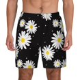 thumbnail image 2 of Picia Daisies Flowers pattern Mens Swim Trunks with Compression Liner Stretch Beach Shorts Quick Dry with Zipper Pockets No-Chafing Board Shorts-Small, 2 of 9