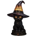 thumbnail image 2 of 12" Stained Glass Witch Hat Lamp,Halloween Decorations Retro Resin Witch Cats Lamp,Gothic Decor,Vintage Witchy and Cats Halloween Night Lights, Table Lamps for Bedroom, Living Room, 2 of 5