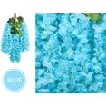 thumbnail image 2 of Sinhoon 24 Pack Artificial Wisteria Vine Ratta Fake Wisteria Hanging Garland Silk Long Hanging Bush Flowers String Home Party Wedding Decor (Blue), 2 of 7