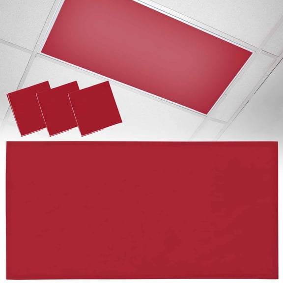 3 Pack Red Fluorescent Light Covers for Ceiling Lights Solid Color Magnetic Ceiling Light Covers Overhead Light Filters for Office Classroom Home