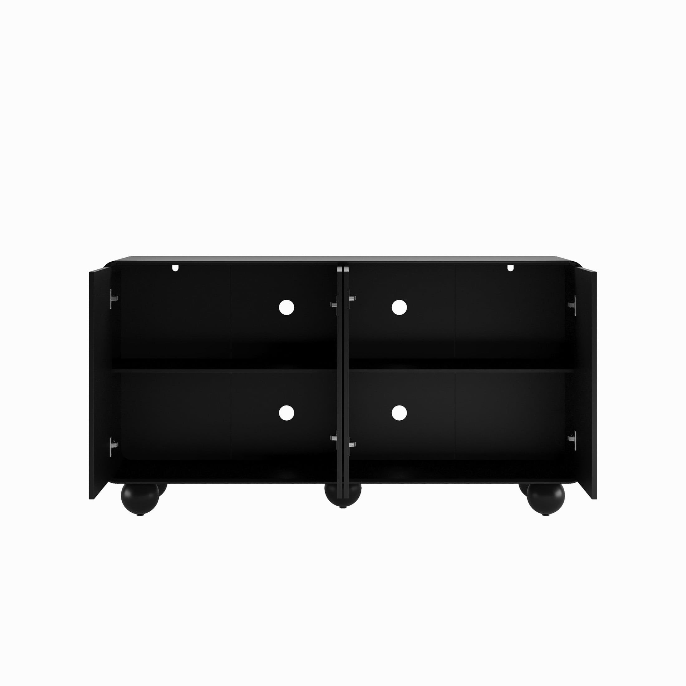 Noble House Neris Modern Buffet Cabinet with Honeycomb Textured Doors, Accent Credenza Large Console Table, Black
