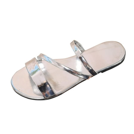 

WILLBEST Platform Sandals Women WoMen s Summer Fashion Glossy Open Toed Flip Flops On The Beach
