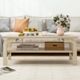 thumbnail image 4 of Gymax 47'' Rectangular Coffee Table w/ Storage Shelf & Curved Legs for Living Room, 4 of 10