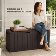 thumbnail image 2 of 75GAL Outdoor Storage Box, Seizeen Deck Box for Outside, Storage Bench w/Wheels & Padlock, All-weather Waterproof Patio Storage Container for Cushions, as Seat Max 250LBS, Espresso, 2 of 8