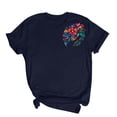 thumbnail image 4 of Pisexur Hauts d'Été pour Femmes, Hauts pour Femmes, Hauts de Sortie pour Femmes, Hauts pour Femmes, Blouse Mode Imprimée à Manches Courtes Col Rond Amusant T-Shirt Marine, TG, 4 of 5