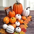 thumbnail image 5 of 7Pcs Artificial Pumpkins Fall Decoration Assorted Faux Pumpkin Cute Foam Pumpkins for Home Outside Halloween Decorating (Pink), 5 of 8