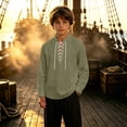 thumbnail image 3 of LYHaoo Boys Long Sleeve Shirt Kids Classic Lace up Theme Tops(3-4 Years), 3 of 7