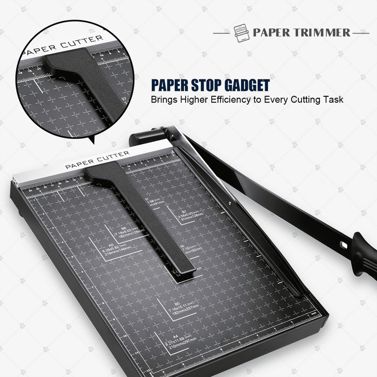 Paper Cutter, Paper Trimmer with Safety Guard, 12 Cut Length Paper Slicer  with 16 Sheet Capacity Paper Cutting Board,Guillotine Paper Cutters and