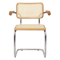 thumbnail image 6 of Breuer Chair Company Marcel Breuer B64 Cesca Cane Cantilever Armchair Arm Chair w/ Chrome Steel Frame Honey Oak Wood & Natural Cane (Made in Italy) by Furnish Theory, 6 of 16