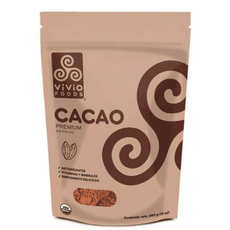 VIVIO FOODS 100% Organic Cocoa Powder, Non-GMO, Fair Trade, Gluten Free, Sugar Free, Single Pack, 11.99 Ounce