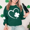 thumbnail image 5 of Lolmot St Patricks Day Shirt Women Fleece Lined Sweatshirt Shamrock Long Sleeve Shirts Lucky Green Clover Pullover Irish Holiday Heart Print Graphic Tops, 5 of 5
