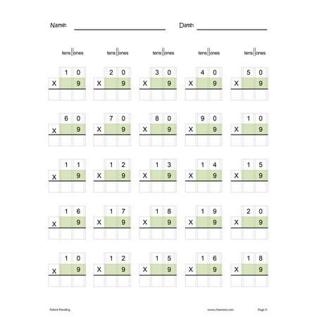 Channie's One Page A Day Workbook, Double Digit Multiplication Math Practice Worksheets, 50 Pages, 8.5" x 11"