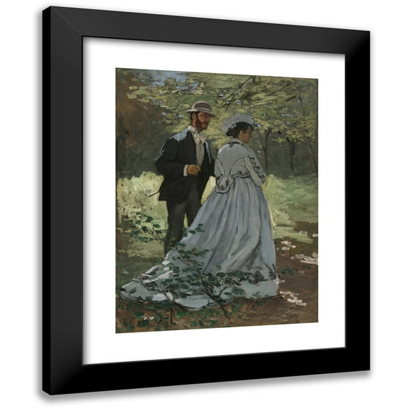 Claude Monet 11x14 Black Modern Framed Museum Art Print Titled - Bazille and Camille (Study for Lunch on the Grass) (1865)