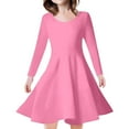 thumbnail image 1 of MIASHUI Robe Fille Printemps Été Manches Longues Élégante Ligne A Robe de Fête, Rose, 10-13 Ans, 1 of 5