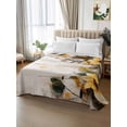 thumbnail image 2 of Yellow Floral Spring Twim Size Flat Sheet, Wrinkleproof & Fadeproof Cooling Flat Bed Sheet Only, Vintage Summer Botanical Breathable Soft Bedding Top Sheets 66 x 96 Inches, 2 of 8