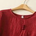 thumbnail image 4 of Hrsba Womens Summer Tops,Ladies Casual Embroidered Textured Linen Button Short Sleeve Crewneck Blouses, 4 of 5