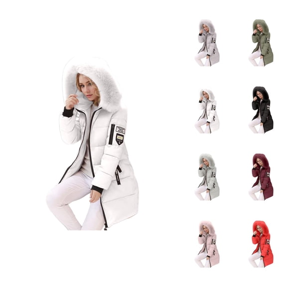 Puffer Coat Women 2026 Casual Long Sleeve Mid Length Slim Fit Full Zip Up Thick Warm Winter Coats with Pockets