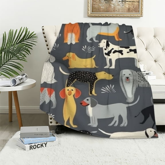 Autua Dogs Pattern Warm Lightweight Blanket Soft Fleece Blankets for All Seasons 40x50in