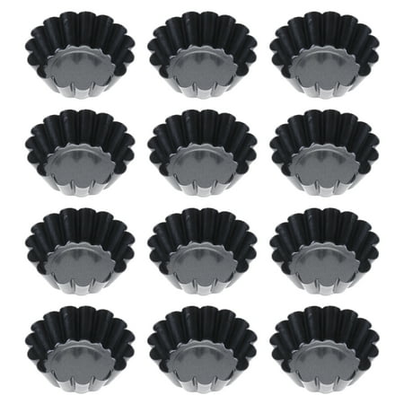 

12pcs Non-stick Carbon Steel Mini Tart Pans Flower Reusable Cupcake Muffin Baking Cup Mold