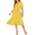 thumbnail image 1 of Vestido de verano AUSELILY para mujer, cuello en V, manga corta, amarillo, 2XL, 1 of 6