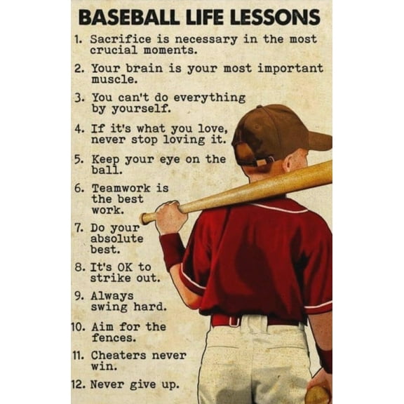 Baseball Life Lessons Poster Canvas Wall Art Posters For Room Aesthetic And Decor Poster For Bedroom Living Room Bathroom Kitchen Office Decor poster