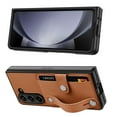 thumbnail image 4 of Elegant Choise Case with Screen Protector for Samsung Galaxy Z Fold 5 5G Wristband Credit Card Holder Leather Phone Cover, Brown, 4 of 13