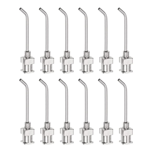 12uds Dispensadoras Agujas, Calibre 16 1" Inoxidable Acero Romo Punta 45 Grados Dobladas Dispensadoras Agujas para Tinta Cartuchos, Pegamento, Jeringas, Carpintería