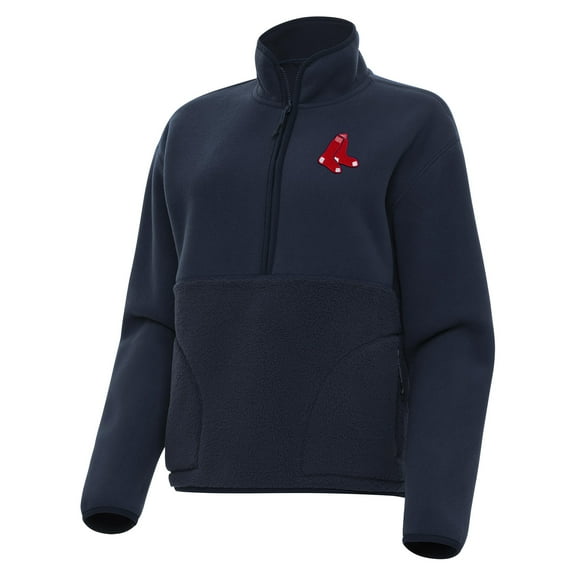 Women's Antigua Navy Boston Red Sox Figure Half-Zip Sweatshirt