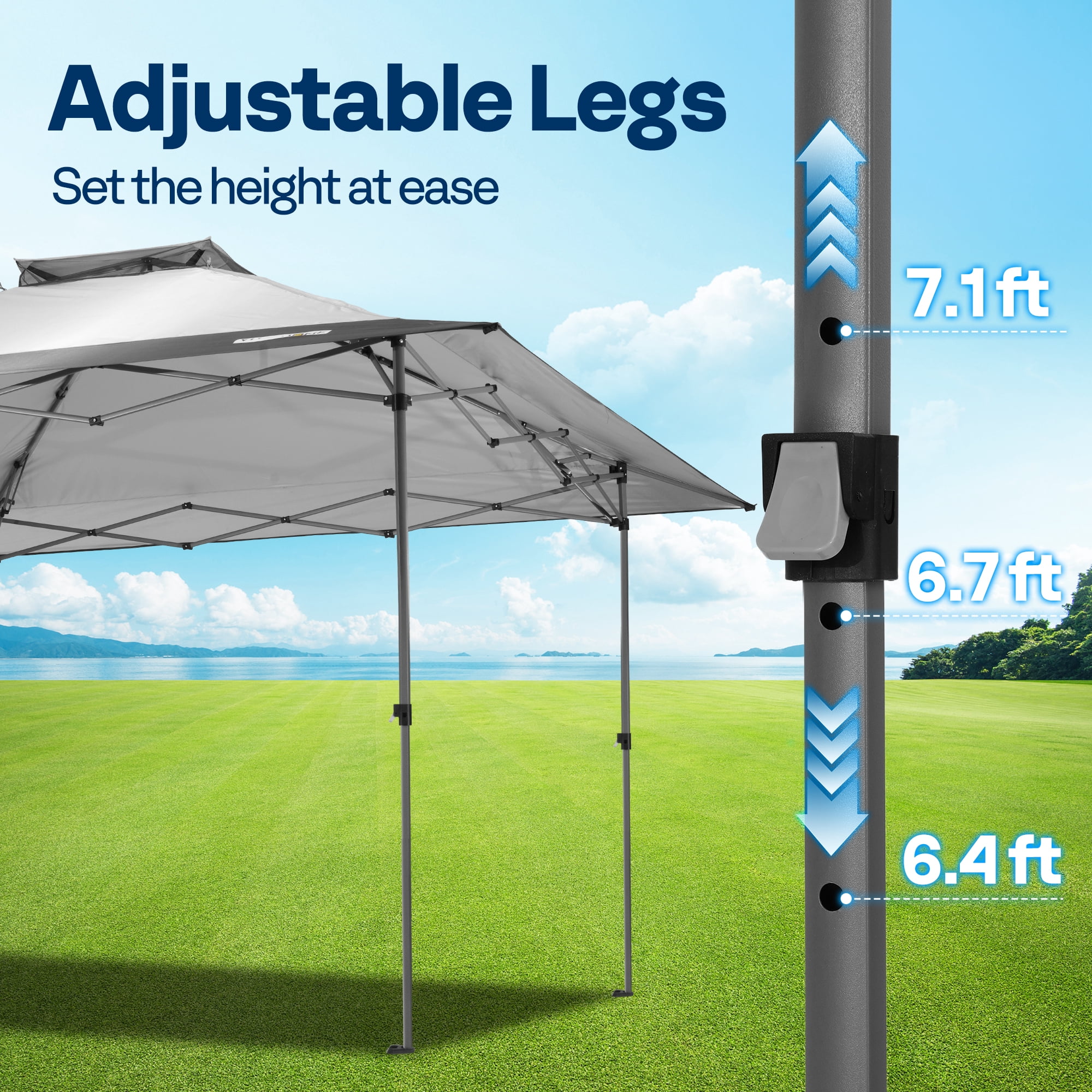 SPECSTAR 13x13ft Pop Up Gazebo One Push Setup Canopt Tent Heavy Duty with Wheel Carry Bag, Center Lock and 4 Sandbags, 169 Square Feet of Shade, Grey