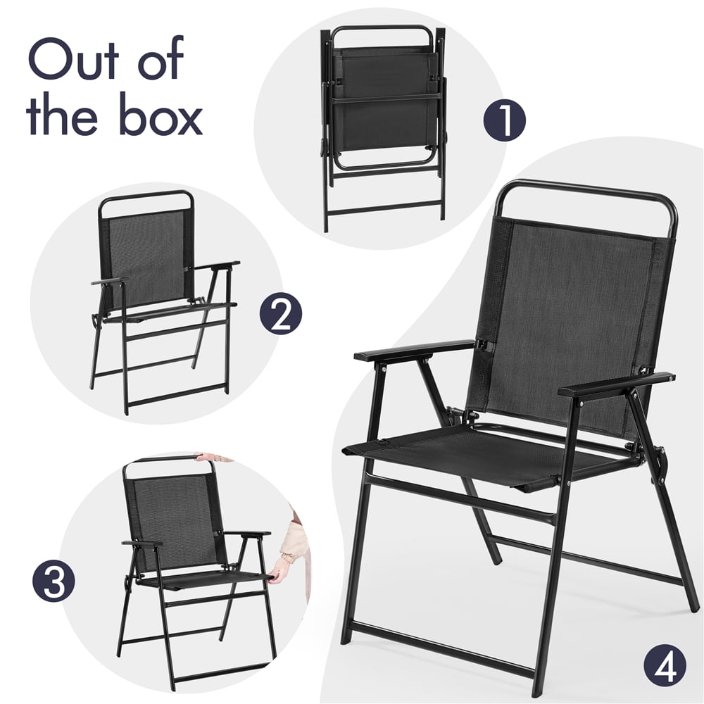Yaheetech 2pcs Folding Dining Chairs with Backrest, Black