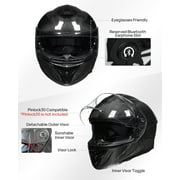 ILM Motorcycle Full Face Helmet 861C - Lightweight, Carbon Fiber, Dual Visor - DOT Certified (Carbon Black, M)