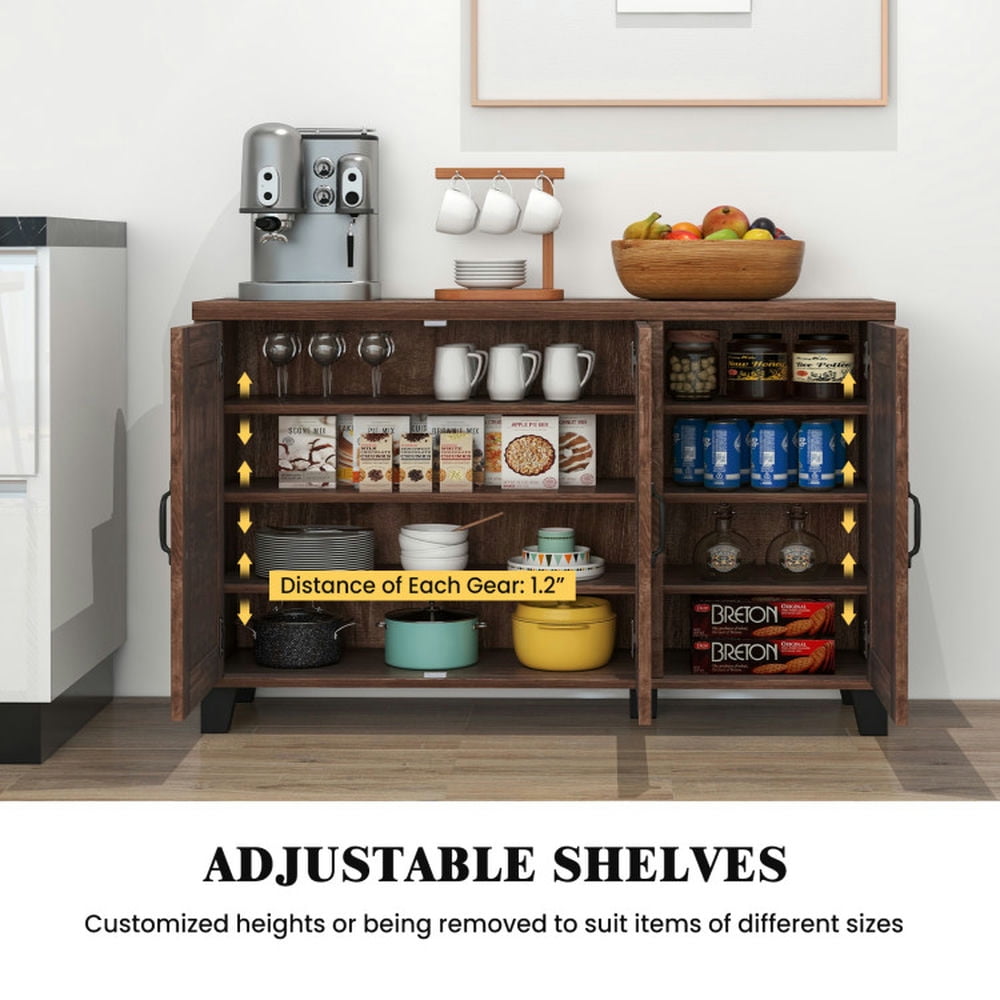 Finihen Kitchen Storage Cabinet, Buffet Sideboard, 3-Door Buffet Sideboard with Adjustable Shelves and Anti-Tipping Kits, for Dining Room, Kitchen, Living Room, Brown Finihen Kitchen Storage Cabinet, Buffet Sideboard, 3-Door Buffet Sideboard with Adjustable Shelves and Anti-Tipping Kits, for Dining Room, Kitchen, Living Room, Brown