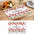 thumbnail image 6 of Red Spring Floral Placemats Set of 6 Welcome Botanical Summer Bee Place Mats Indoor Wipeable Table Mats Washable Cloth Dining Table Placemats for Kitchen Holiday Party Home Decor 13x19 Inch, 6 of 9