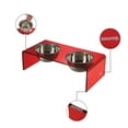 thumbnail image 6 of THE LICKER STORE Keaton 7.5" Medium/Large Modern Acrylic Rectangular Elevated Pet Feeder with 54oz 2-Stainless Steel Bowls, Red/Chrome, DBL2001H, 6 of 7