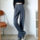 thumbnail image 2 of Lucyever primavera verano mujer pantalones de pierna ancha sueltos de cintura alta pantalones casuales mujer estilo coreano sólido Oficina Pantalones rectos Tan Jianjun unisex, 2 of 2