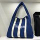 thumbnail image 2 of Bolsos de lona informales para mujer, bolsos y carteras de diseñador de lujo, novedad de 2023, bolso de hombro con letras decoradas a rayas de estilo preppy, 2 of 5