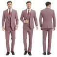 thumbnail image 2 of Beauty-Emily Men's 4-Piece Striped Suit Set, Blazer, Vest, Pants, Striped Tie, for Wedding, Business, Party, Banquet, Prom, Formal Events, Graduation, 2 of 8