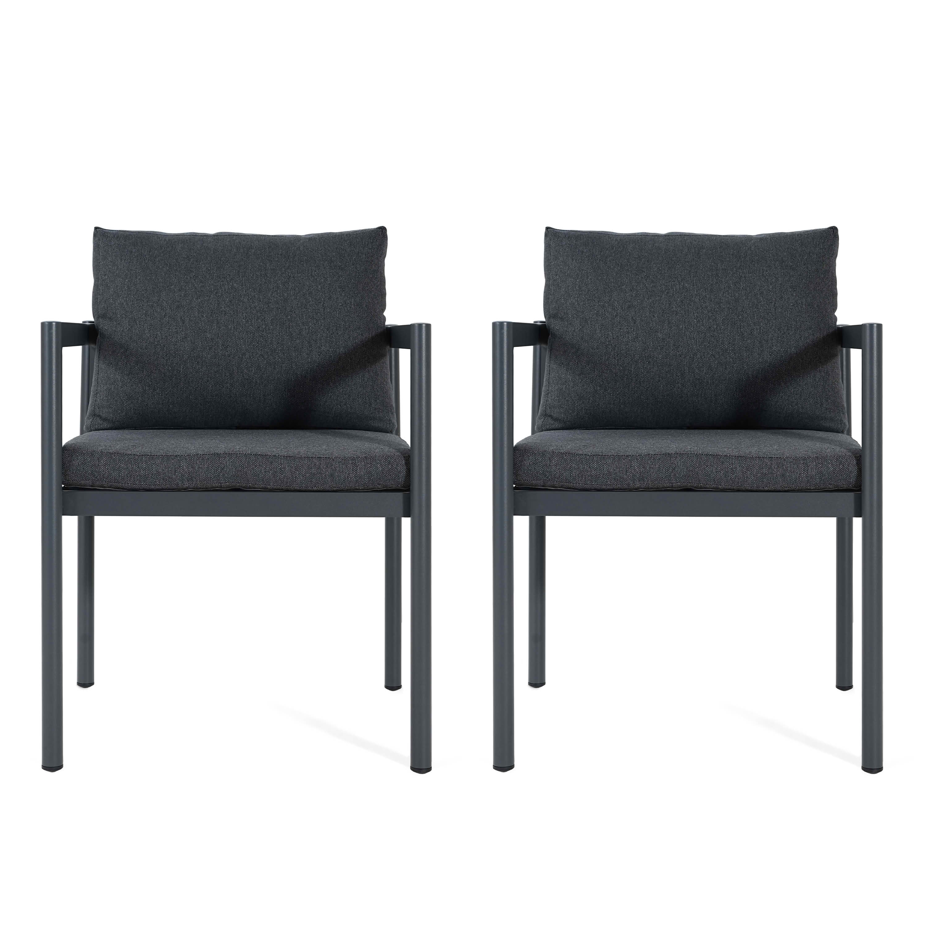 MAYEERTY Set of 2 All-Weather Aluminum Outdoor Patio Chairs with Armrests 300lbs Capacity