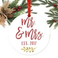 thumbnail image 2 of Family Metal Christmas Ornament, Mr. & Mrs. Est. 2017, Includes Ribbon and Gift Bag, 2 of 2
